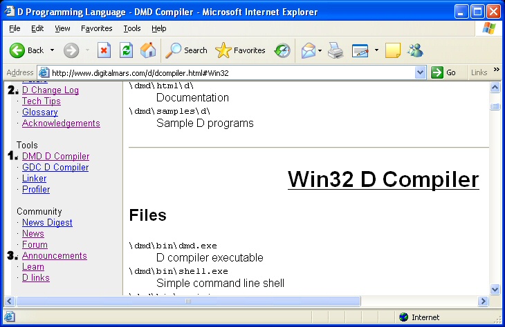 Downloading the D compiler from the DigitMars Site