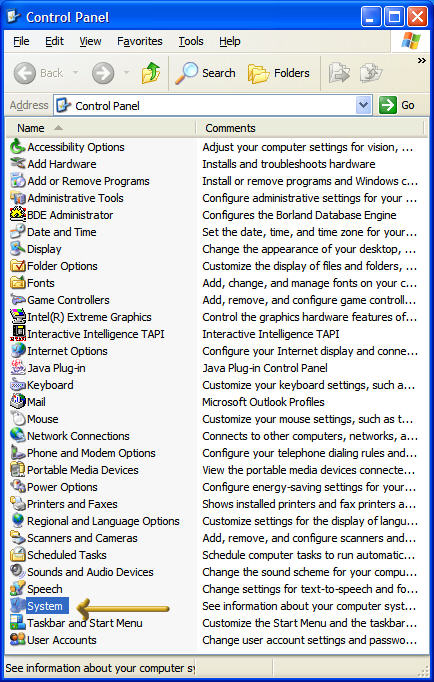 XP's Control Panel in Classic view