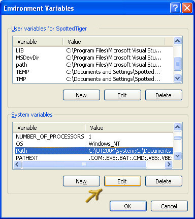 Environment Variables diabox, about to edit the Path